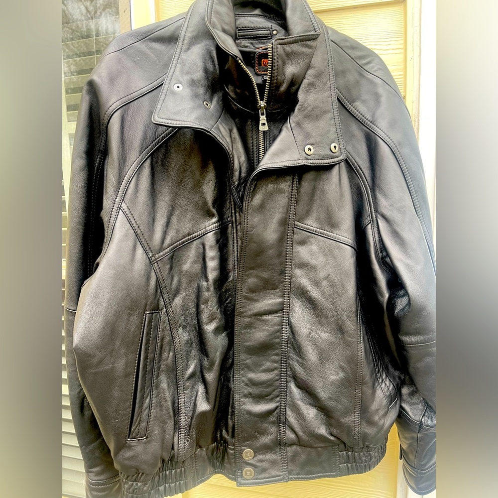 LW Black Genuine Leather Jacket Mens Sz XL